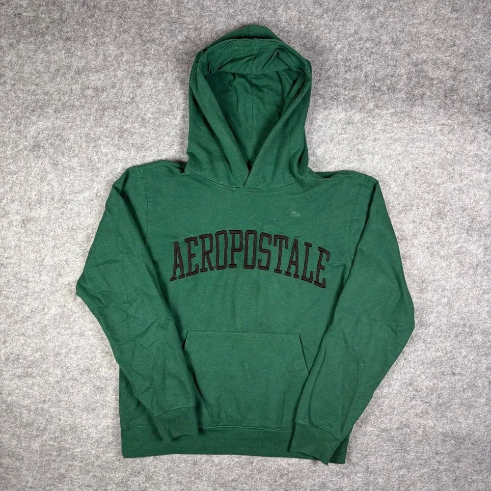 Aeropostale Kids Embroidered Logo Hoodie Forest Green‎ Pullover Sweatshirt 14/16